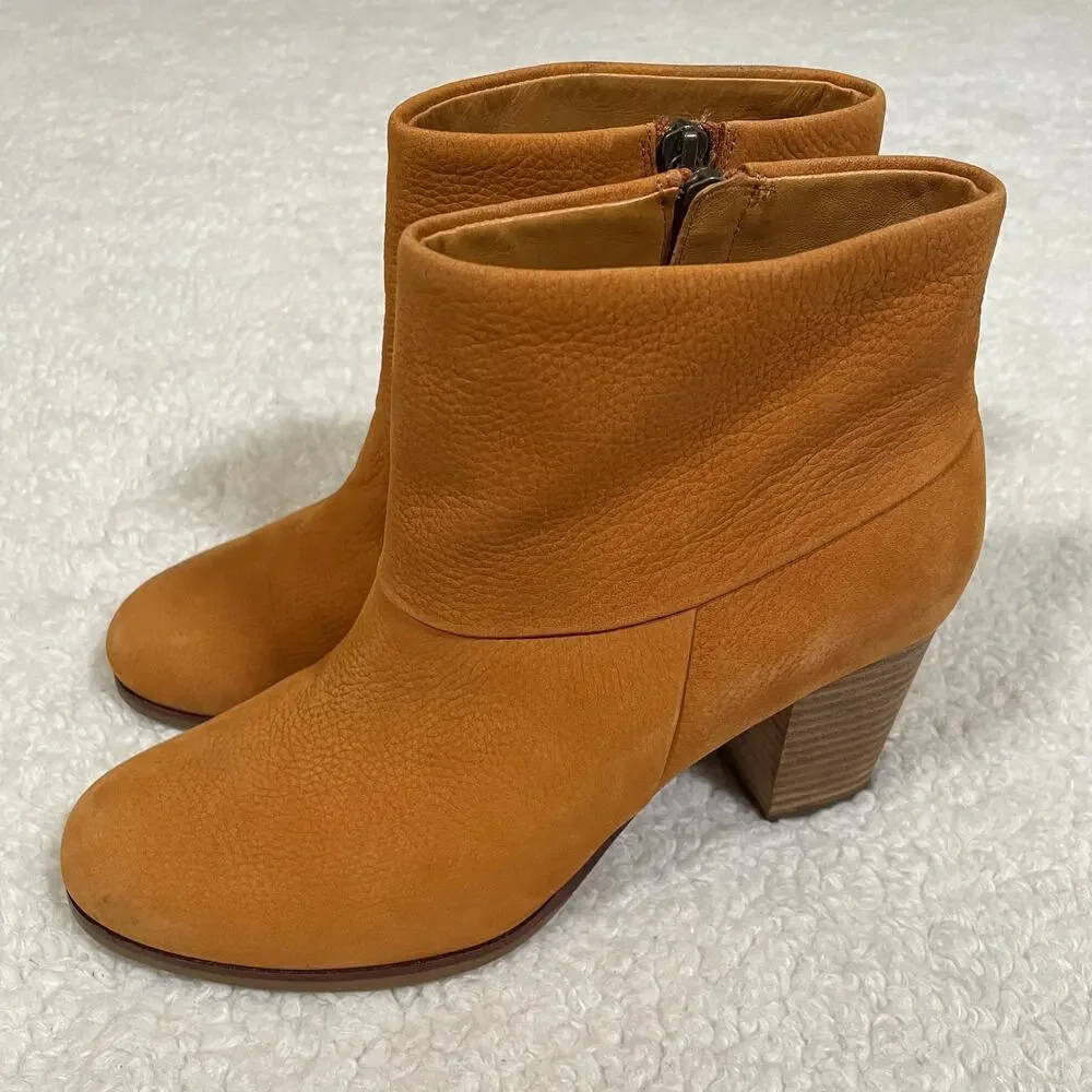 Cole Haan Cassidy Booties Nubuck Leather Orange-camel Stacked Heels Nike‎ Air 7